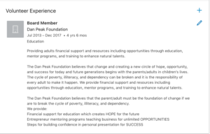 Volunteer experience on LinkedIn